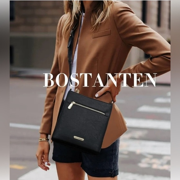 Bostanten Handbags - Bostanten Black Leather Crossbody Bag NWOT